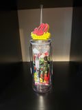 24OZ SNOWGLOBE ACRYLIC WITH COLORED LID
