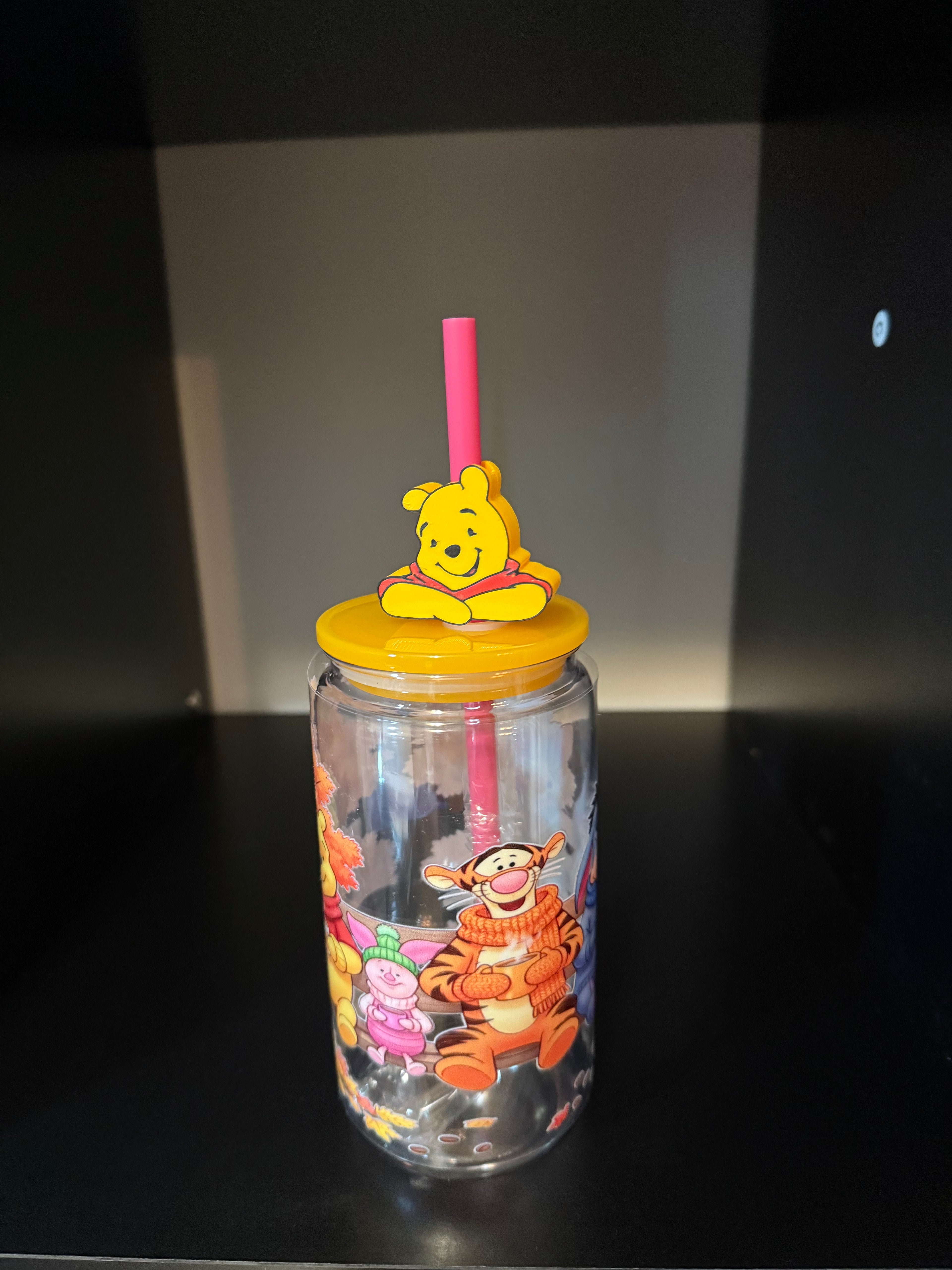 PREMADE 16OZ  SINGLE WALL TUMBLER WITH COLORED COVER, DECAL AND TOPPER