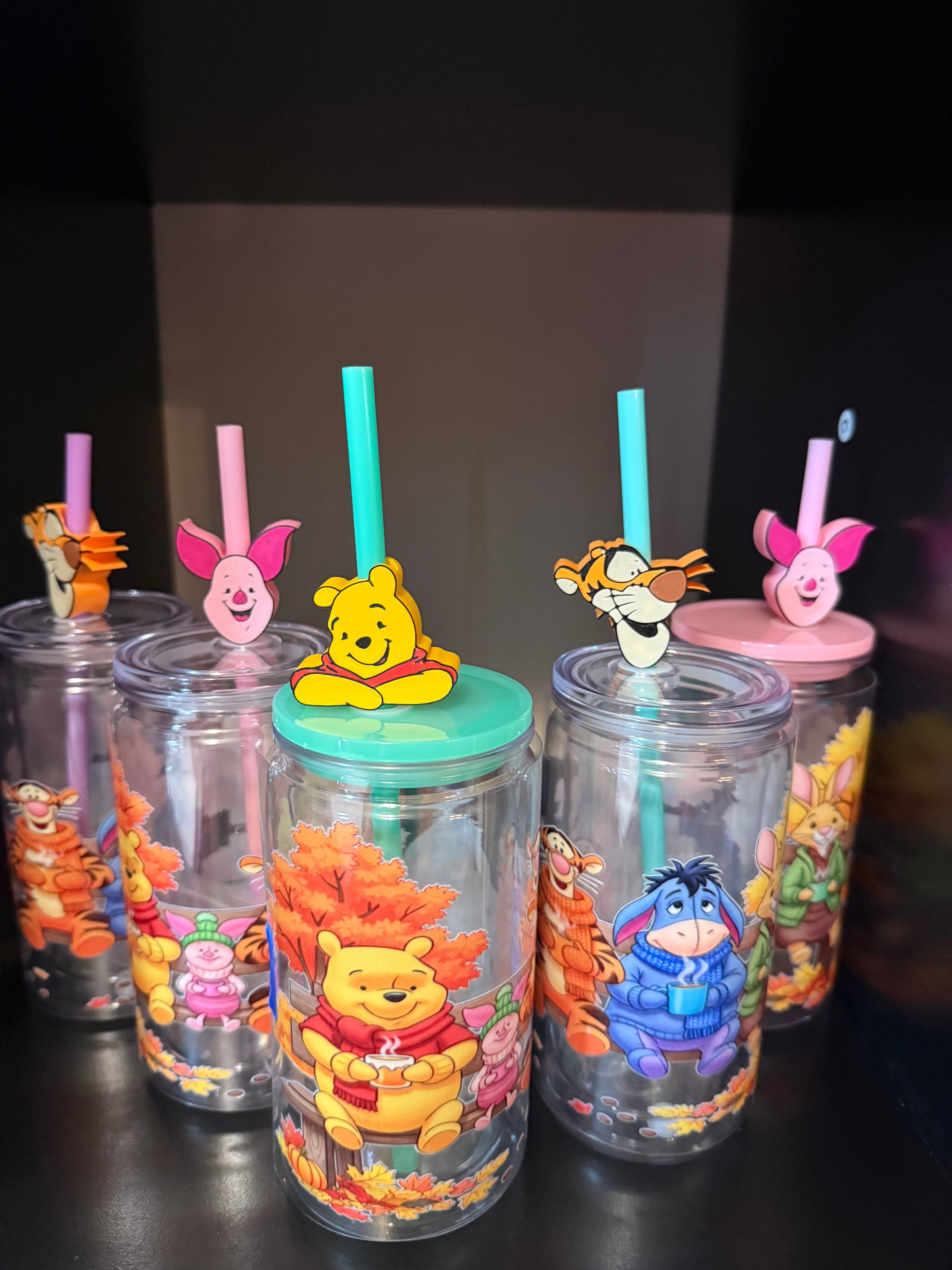PREMADE 16OZ  SINGLE WALL TUMBLER WITH COLORED COVER, DECAL AND TOPPER