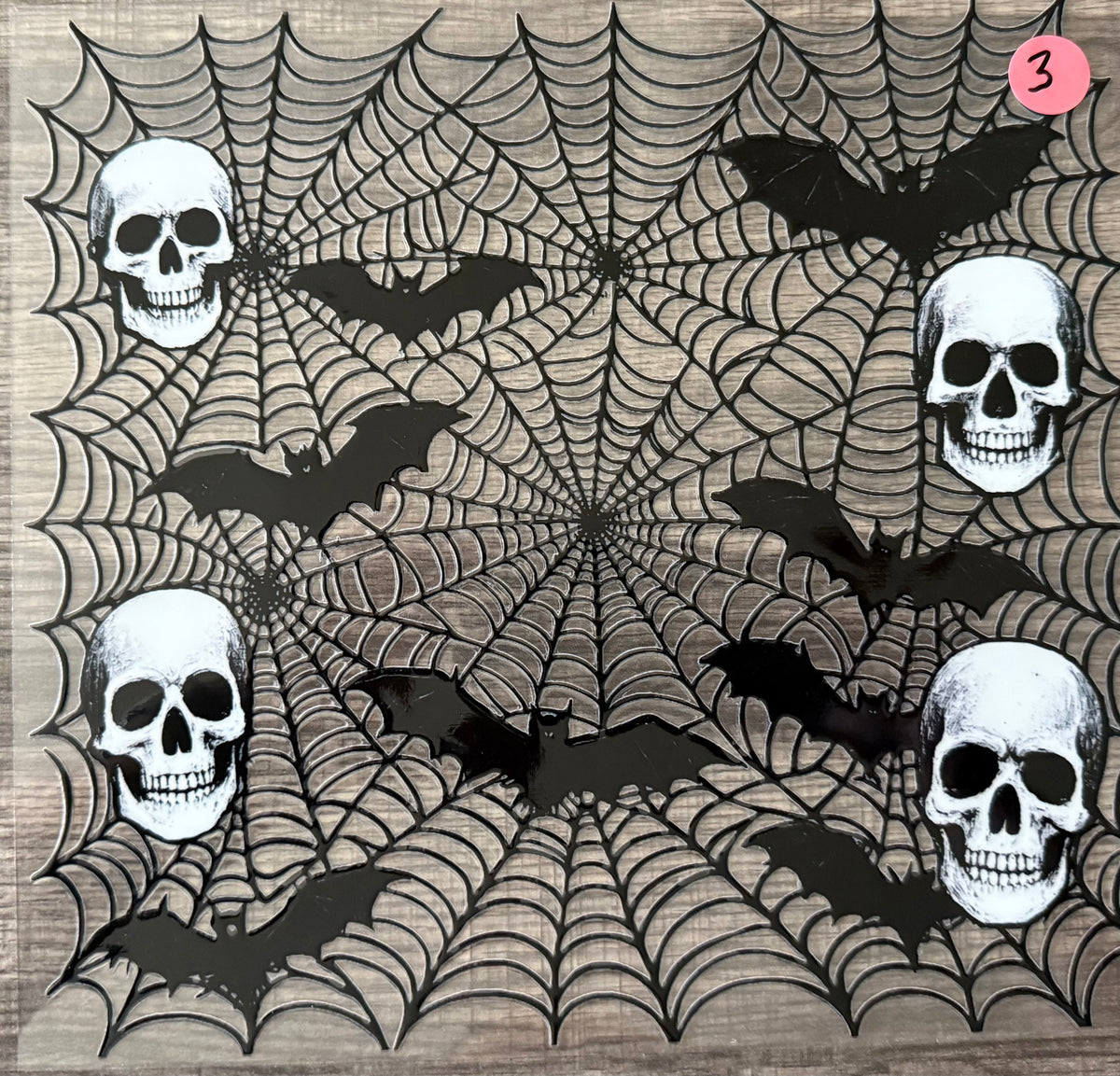 STAINED GLASS SKELETON AND BATS