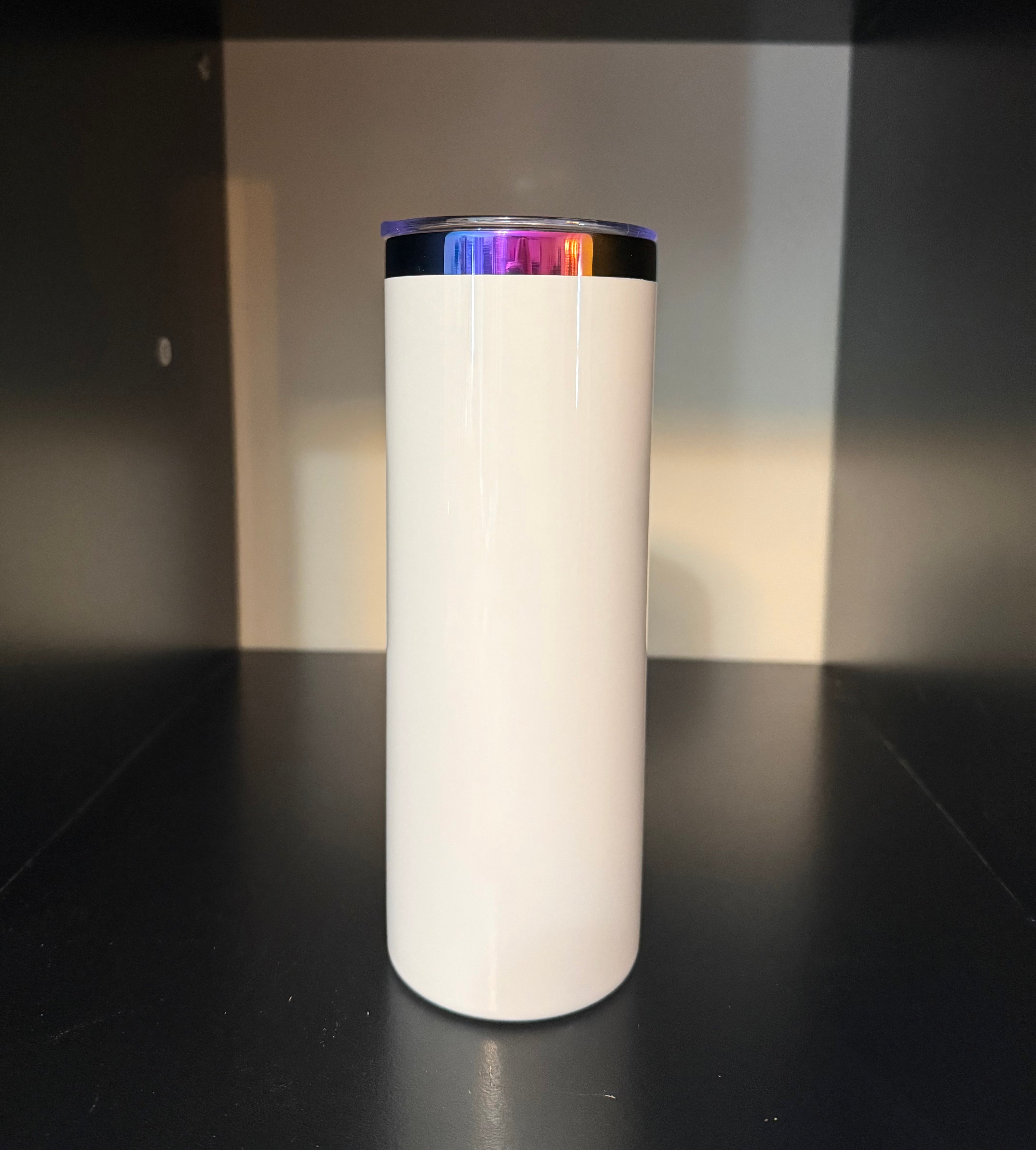 20OZ  WHITE STAINLESS STEEL-RAINBOW RING AROUND TOP