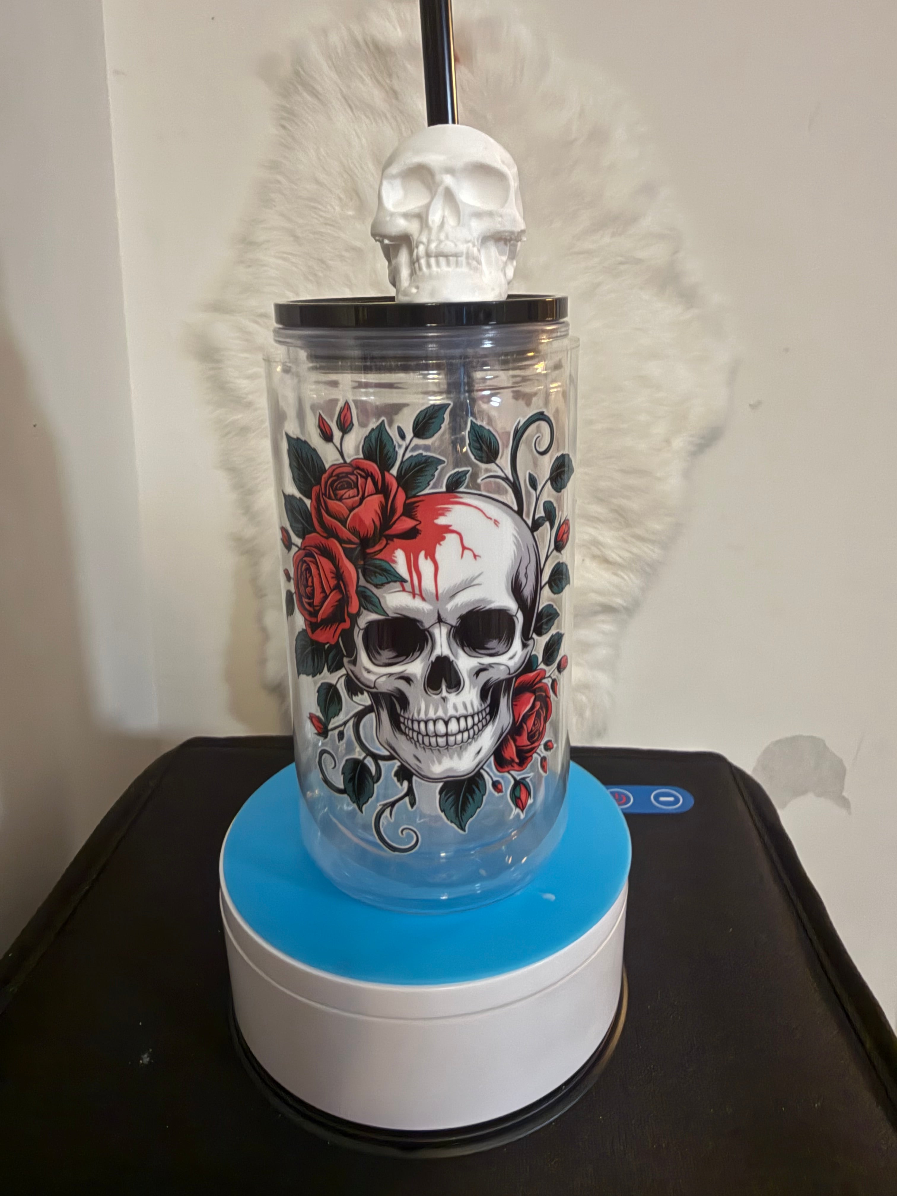 16OZ SKELETON ACRYLIC SMOWGLOBE TUMBLER/DECAL AND TOPPER